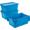 Attached Lid Shipping Container 27-3/16 x 16-5/8 x 12-1/2 Blue with Dolly Combo