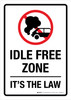 Idle Free Zone It's The Law Portrait - Wall Sign