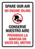 Spare Our Air No Engine Idling Bilingual Spanish Portrait - Wall Sign