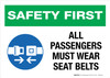 Safety First: All Passengers Must Wear Seat Belts Landscape - Wall Sign