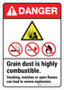 Danger: ANSI Grain Dust Is Highly Combustible - Smoking Matches Or Open Flames Can Lead To Severe Explosions Portrait - Wall Sign Danger: ANSI Grain Dust Is Highly Combustible - Smoking Matches Or Open Flames Can Lead To Severe Explosions Portrait - Wall Sign