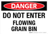 Danger: Do Not Enter Flowing Grain Bin Landscape - Wall Sign
