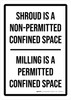Shroud Is A Non-Permitted - Confined Space Milling Is A Permitted Confined Space Portrait - Wall Sign