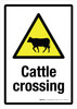 Cattle Crossing with Hazard Icon Portrait - Wall Sign