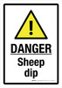 Danger: Sheep dip with Hazard Icon Portrait - Wall Sign Danger: Sheep dip with Hazard Icon Portrait - Wall Sign