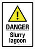 Danger: Slurry Lagoon with Hazard Icon Portrait - Wall Sign Danger: Slurry Lagoon with Hazard Icon Portrait - Wall Sign