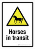 Horses In Transit with Hazard Icon Portrait - Wall Sign