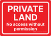 Private Land: No Access Without Permission Landscape - Wall Sign