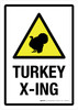 Turkey X-ing with Hazard Icon Portrait - Wall Sign Turkey X-ing with Hazard Icon Portrait - Wall Sign