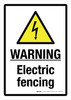 Warning: Electric Fencing with Hazard Icon Portrait - Wall Sign Warning: Electric Fencing with Hazard Icon Portrait - Wall Sign