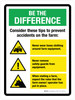 Be The Difference: Tips To Prevent Accidents On The Farm Portrait - Wall Sign Be The Difference: Tips To Prevent Accidents On The Farm Portrait - Wall Sign