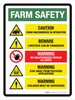Farm Safety Warnings (Caution Farm Machineries) Portrait - Wall Sign