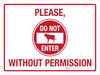 Please Do Not Enter Without Permission with Icon Landscape - Wall Sign Please Do Not Enter Without Permission with Icon Landscape - Wall Sign