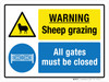 Warning: Sheep Grazing - All Gates Must Be Closed Landscape - Wall Sign