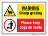 Warning: Sheep Grazing Please Keep Dogs On Leads Landscape - Wall Sign