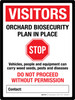 Visitors: Orchard Biosecurity Plan In Place - Do Not Proceed Without Permission Portrait - Wall Sign