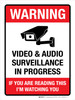 Warning: Video & Audio Surveillance In Progress - If You Are Reading This I'm Watching You Portrait - Wall Sign