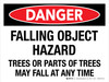 Danger: Falling Object Hazard - Trees Or Parts Of Trees May Fall At Any Time Landscape - Wall Sign Danger: Falling Object Hazard - Trees Or Parts Of Trees May Fall At Any Time Landscape - Wall Sign