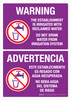 Warning: The Establishment Is Irrigated With Reclaimed Water Do Not Drink Water From Irrigation System Bilingual Spanish Portrait - Wall Sign