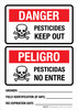 Danger: Pesticides Keep Out (Grower, Field Identification, REI Expiration Date) Bilingual Spanish Portrait - Wall Sign