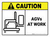 Caution: AGVs At Work ANSI Landscape - Wall Sign