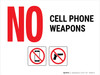 NO Cell Phone/Weapons with Icons Landscape - Wall Sign