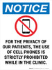 Notice: For the Privacy of Our Patients Cell Phones Strictly Prohibited in Clinic with Icon Portrait - Wall Sign
