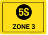 5S Zone 3 Yellow Rectangular - Floor Sign