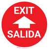 Exit with Icon Bilingual Spanish Red Circular - Floor Sign Exit with Icon Bilingual Spanish Red Circular - Floor Sign