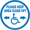 Please Keep Area Clear 5ft AED Icon Circular - Floor Sign Please Keep Area Clear 5ft AED Icon Circular - Floor Sign