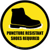 Puncture Resistant Shoes Required Yellow with Icon Circular - Floor Sign Puncture Resistant Shoes Required Yellow with Icon Circular - Floor Sign