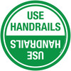 Use Handrails Green Mirrored Circular - Floor Sign Use Handrails Green Mirrored Circular - Floor Sign