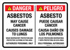 Danger: Asbestos May Cause Cancer Causes Damage To Lungs Wear Respiratory Protection Bilingual Landscape - Wall Sign