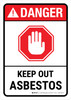 Danger: ANSI Asbestos Keep Out with Icon Portrait - Wall Sign