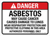 Danger: ANSI Asbestos May Cause Cancer Causes Damage To Lungs Wear Respiratory Protection Landscape - Wall Sign