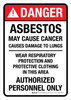 Danger: ANSI Asbestos May Cause Cancer Causes Damage To Lungs Wear Respiratory Protection Portrait - Wall Sign