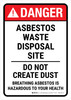 Danger: ANSI Asbestos Waste Disposal Site - Do Not Create Dust Portrait - Wall Sign