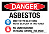 Danger: Asbestos - Protective Clothing Must Be Worn In This Area No Unauthorized Persons Beyond This Point Landscape - Wall Sign Danger: Asbestos - Protective Clothing Must Be Worn In This Area No Unauthorized Persons Beyond This Point Landscape - Wall Sign