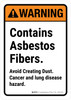 Warning: ANSI Contains Asbestos Fibers Avoid Creating Dust Cancer And Lung Disease Hazard Portrait - Wall Sign