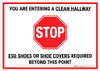 Clean Hallway - ESD Shoes or Shoes Covers Required Beyond This Point Landscape - Wall Sign Clean Hallway - ESD Shoes or Shoes Covers Required Beyond This Point Landscape - Wall Sign