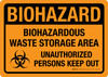 Biohazard: Biohazardous Waste Storage Area - Unauthorized Persons Keep Out Landscape - Wall Sign