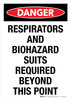 Danger: Respirators And Biohazard Suits Required Beyond This Point Portrait - Wall Sign