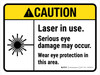 Caution: ANSI Laser In Use - Serious Eye Damage May Occur Landscape - Wall Sign Caution: ANSI Laser In Use - Serious Eye Damage May Occur Landscape - Wall Sign