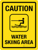 Caution: Water Skiing Area Portrait - Wall Sign
