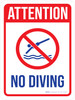 Attention: No Diving with Icon Portrait - Wall Sign Attention: No Diving with Icon Portrait - Wall Sign