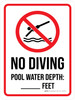 No Diving - Pool Water Depth with Icon Portrait - Wall Sign No Diving - Pool Water Depth with Icon Portrait - Wall Sign