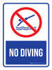 No Diving Blue with Icon Portrait - Wall Sign