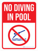 No Diving In Pool with Icon Portrait - Wall Sign