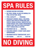 SPA Rules - Spa Hours - No Diving Red Portrait - Wall Sign SPA Rules - Spa Hours - No Diving Red Portrait - Wall Sign