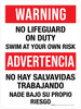 Warning: No Lifeguard On Duty Swim At Your Own Risk Spanish Bilingual Portrait - Wall Sign
